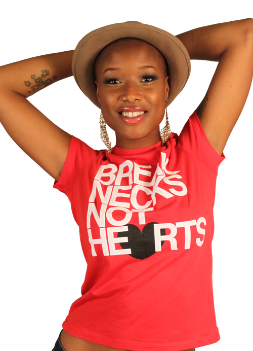 Break Necks Not Hearts Ladies Tee Shirt by AiReal Apparel in Red - Click Image to Close